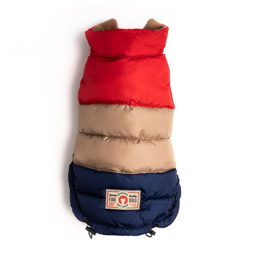 Fabdog - Red, Tan & Navy Color Block Puffer