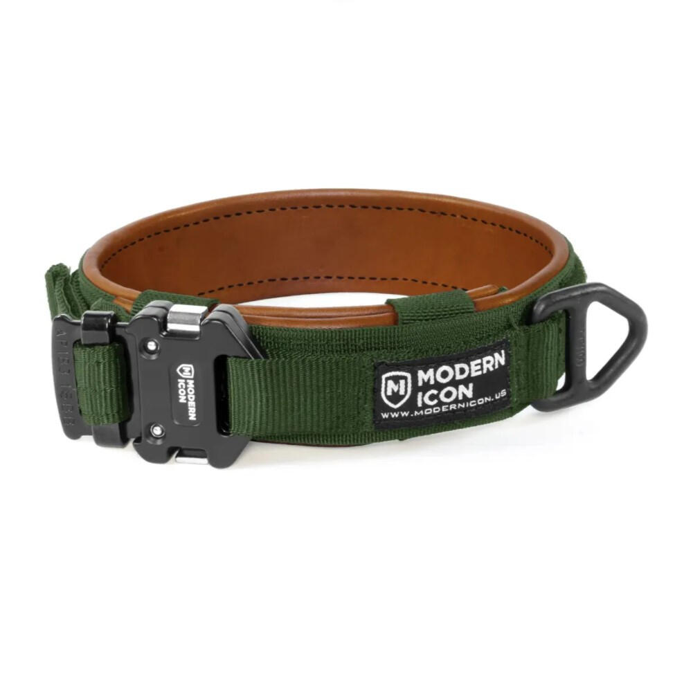 Modern Icon 1.5&quot; Leather Wrapped K9 Collar