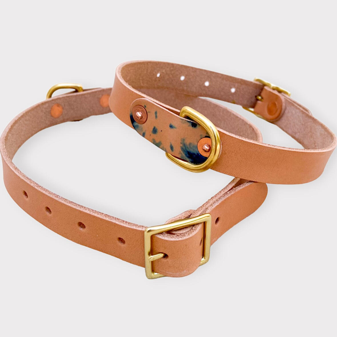 Leather and Brass Dog Collar - Made Solid in LA