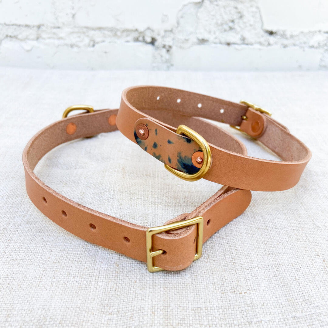 Made Solid Vegetable Tan Leather Dog Collar