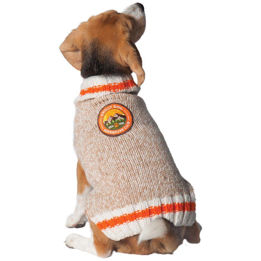 Chilly Dog Sweaters Adventure Club Patch Wool Dog Sweater